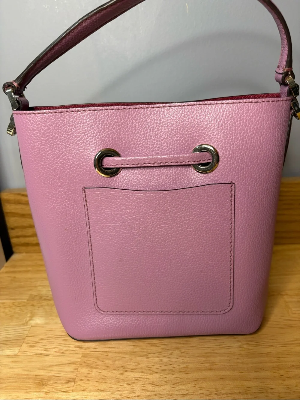 Kate Spade Mauve Pebbled Leather Bucket Bag